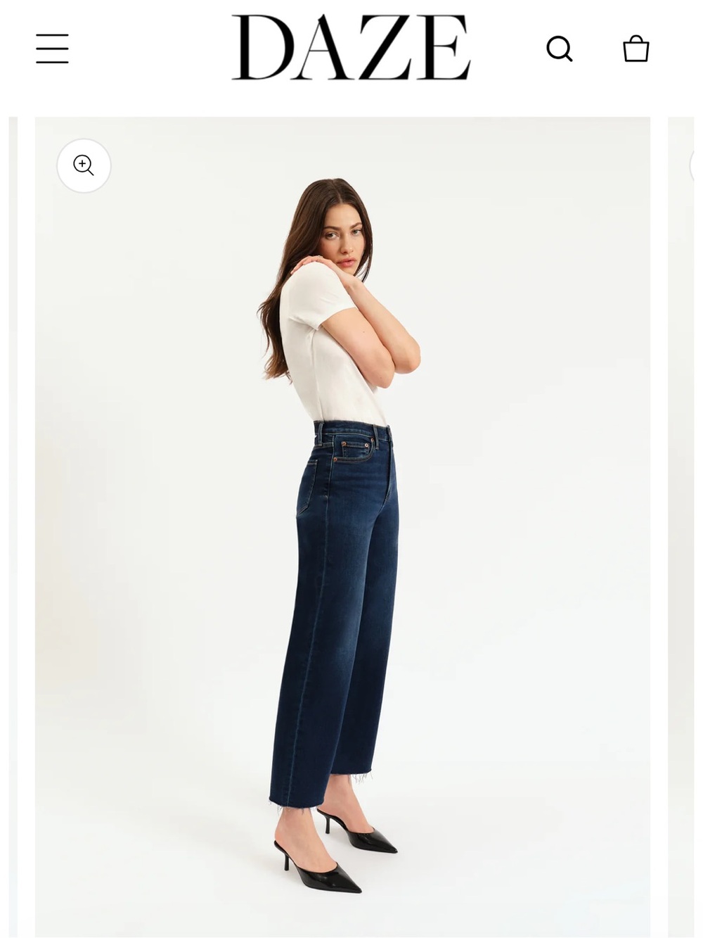 High-Rise Dark Blue Cropped Wide Leg Jeans